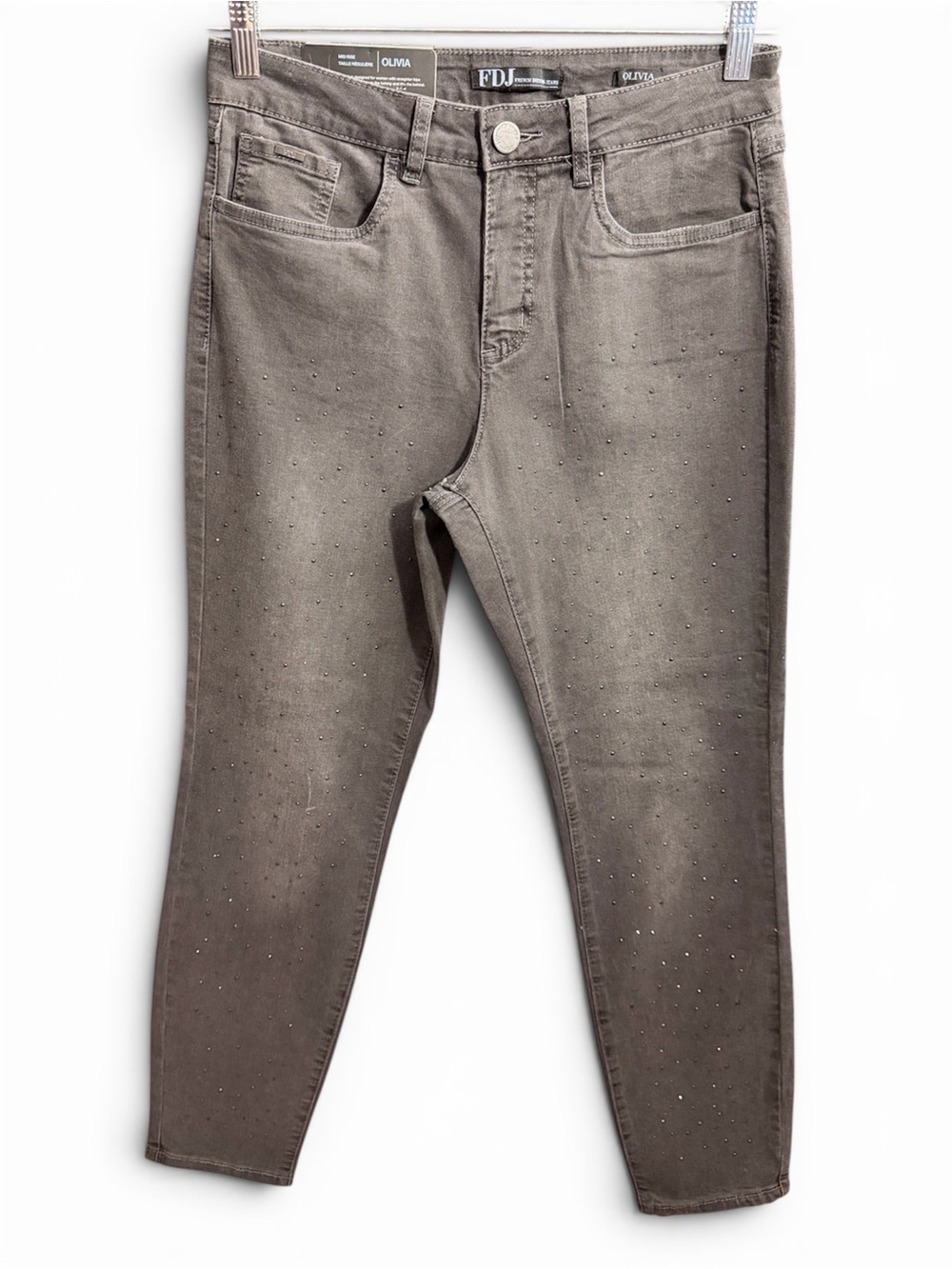 FDJ Olivia Women's Embellished High-Rise Jeans - Taupe